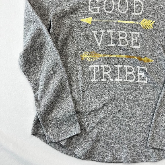 Scarlett Women’s XL Grey Hoodie Good Vibe Tribe Gold Metallic Arrows Long Sleeve - Picture 3 of 6